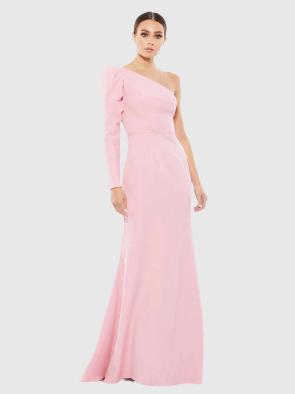 Mac Duggal Size 10 Pink 70149 One Shoulder Puff Sleeve Gown Dress Prom Formal